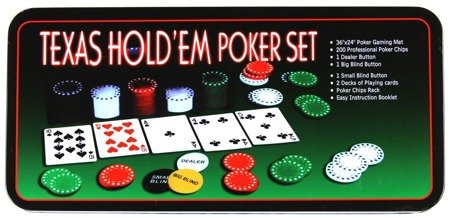 Zestaw pokerowy Texas Hold'em w puszce 200 szt. (HG)