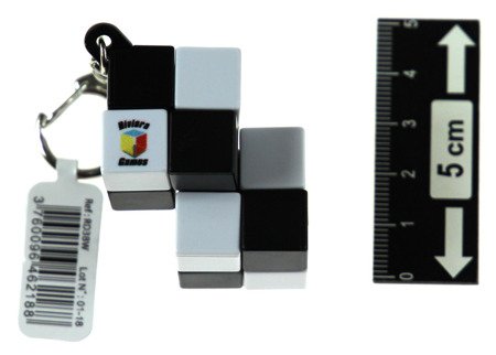 Brelok do kluczy z podwójną czarno-białą kostką 2x2x2 (karabinek)