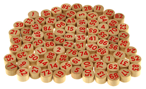 Drewniane numerowane znaczniki do Bingo/Lotto (duże) (F90) XXL - 90 szt.