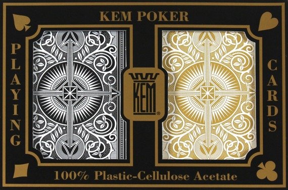 Karty KEM Poker (czarne / złote) (100% Plastik)