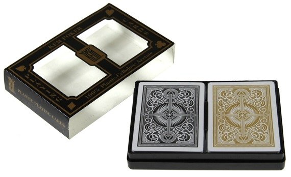 Karty KEM Poker (czarne / złote) (100% Plastik)