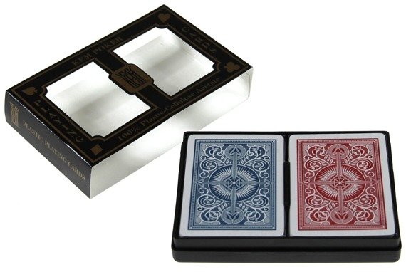 Karty KEM Poker (niebieskie / czerwone) (100% Plastik)