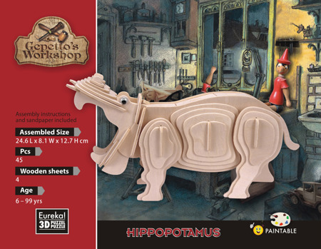 Łamigłówka drewniana Gepetto - Hipopotam (Hippopotamus)