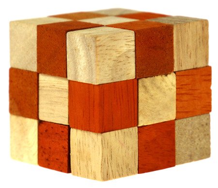 Łamigłówka drewniana kostka 45 mm (pomarańczowa)
