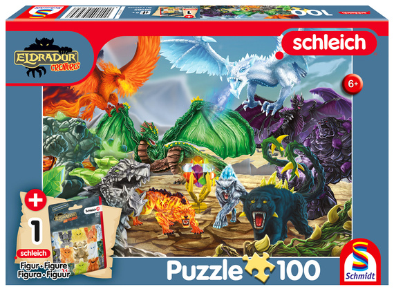 Puzzle 100 el. SCHLEICH / ELDRADOR Bitwa o Super Kryształ + figurka