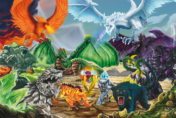 Puzzle 100 el. SCHLEICH / ELDRADOR Bitwa o Super Kryształ + figurka