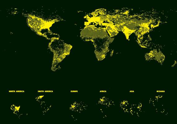 Puzzle 1000 el. Mapa świata (fluorescencyjne)