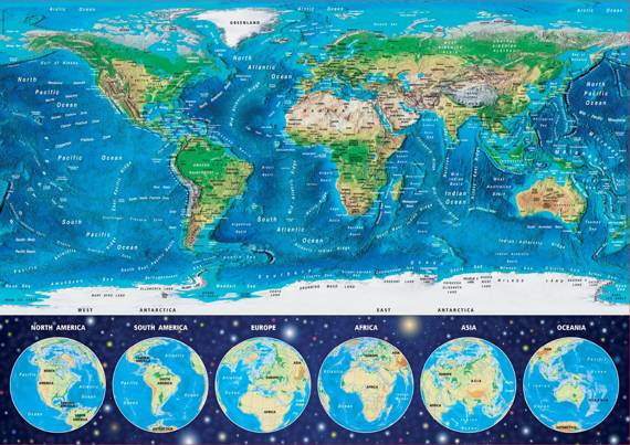 Puzzle 1000 el. Mapa świata (fluorescencyjne)
