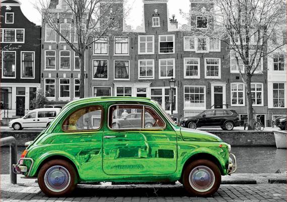Puzzle 1000 el. Zielony samochód / Amsterdam