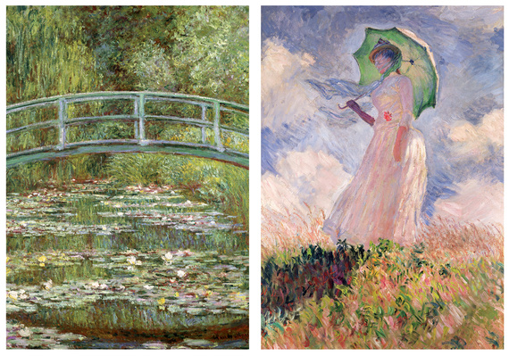 Puzzle 2 x 1000 el. Lilie wodne / Kobieta z parasolem, Claude Monet