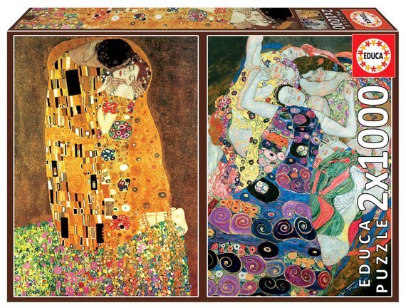 Puzzle 2 x 1000 el. Pocałunek / Dziewica, Gustav Klimt