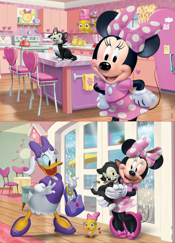 Puzzle 2 x 25 el. Myszka Minnie / Daisy (drewniane)