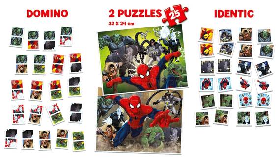 Puzzle 2 x 25 el. Spider-Man (Super zestaw 4 w 1)