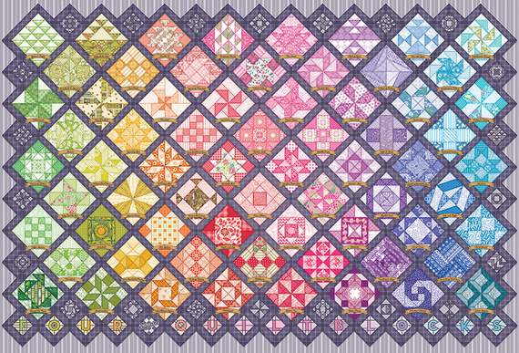 Puzzle 2000 el. Tęczowy patchwork