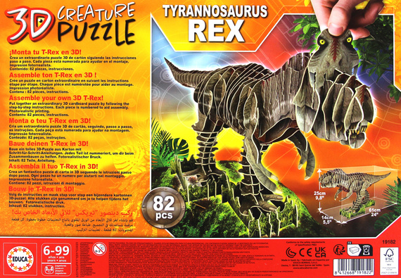 Puzzle 3D Dinozaury - Tyranozaur Rex 82 el.