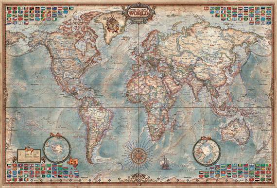 Puzzle 4000 el. Polityczna mapa świata (retro)