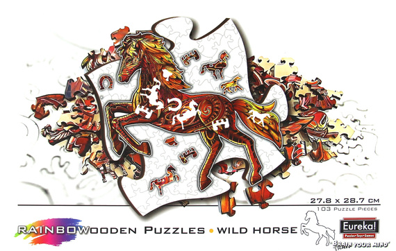 Puzzle drewniane / kolorowe - Koń