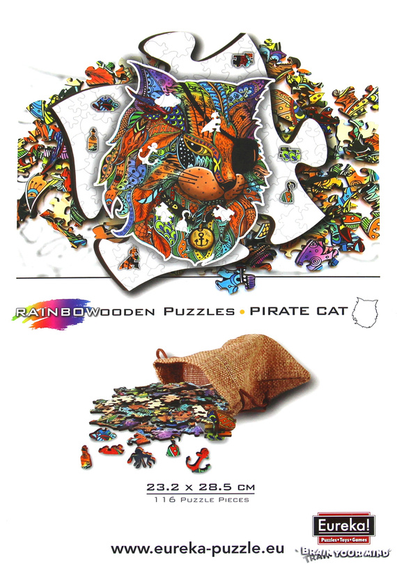 Puzzle drewniane / kolorowe - Kot (Pirat)