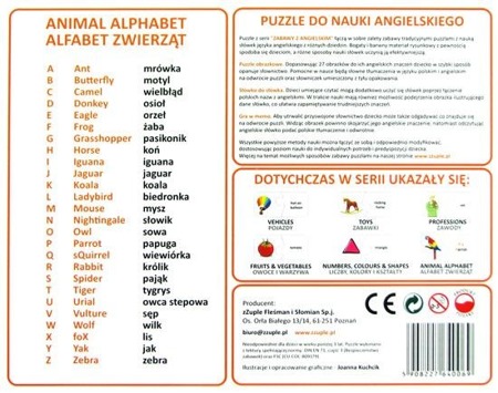 zZuple - nauka angielskiego: Alfabet zwierząt